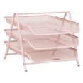 thumbnail image 1 of Mind Reader 3-Tier Paper Tray, Desktop Organizer, File Storage Metal, 11.5"L x 13.75"W x 10"H, Pink, 1 of 7