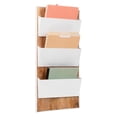 thumbnail image 1 of Mind Reader 3-Tier Wall-Mounted File Organizer, Wood and Metal Vertical Rack for Mail, Magazines, and Documents, Metal, Wood, White, 1 of 7