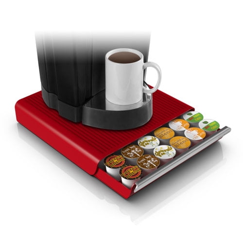 Mind Reader 36 Capacity Single Serve Coffee Pod Storage Drawer Organizer, Red