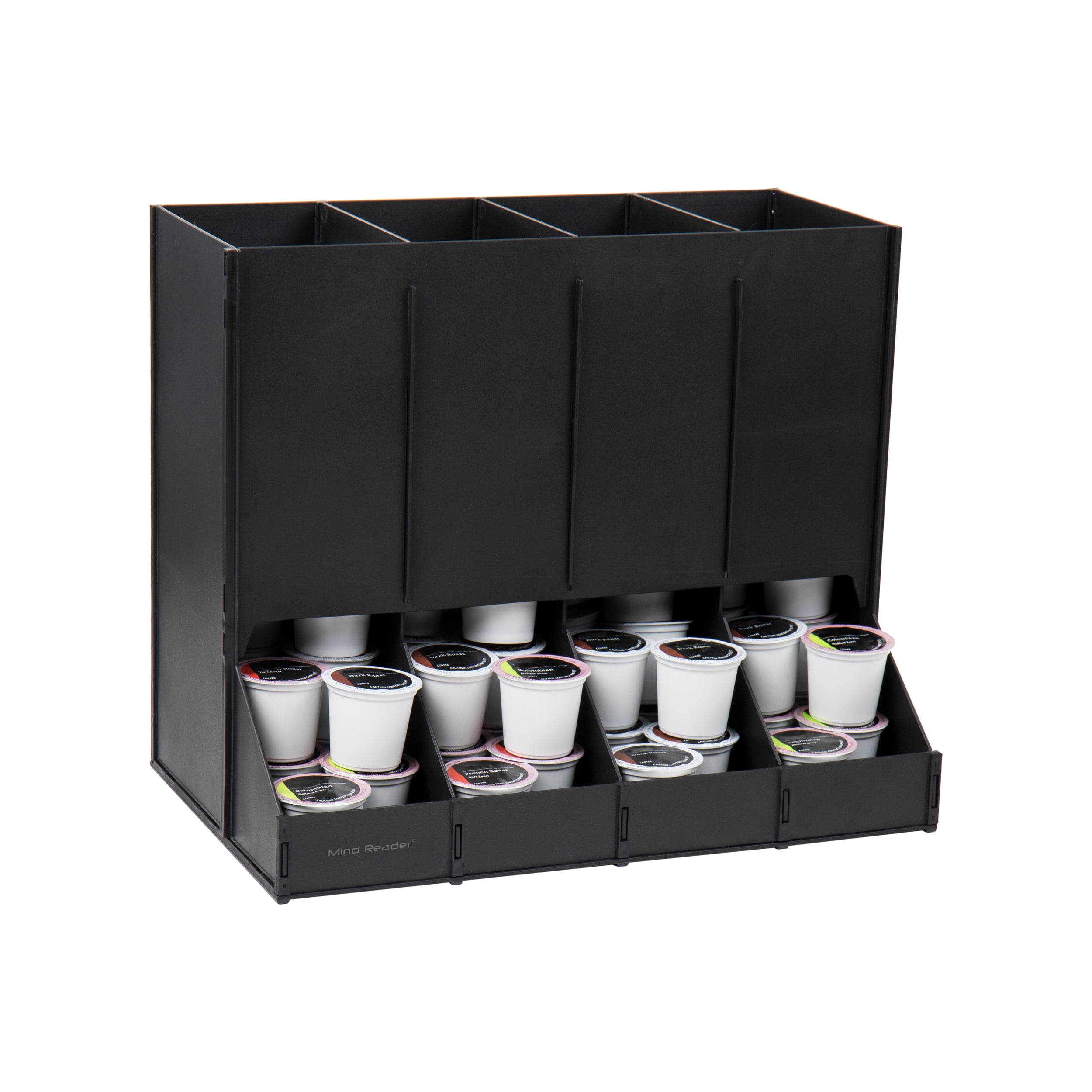 Black Heavy-Duty Plastic 4-Compartment Coffee Pod Dispenser