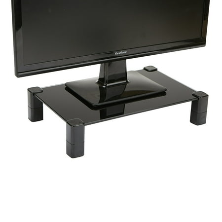 Mind Reader - 4 Leg Glass Monitor Stand - Black