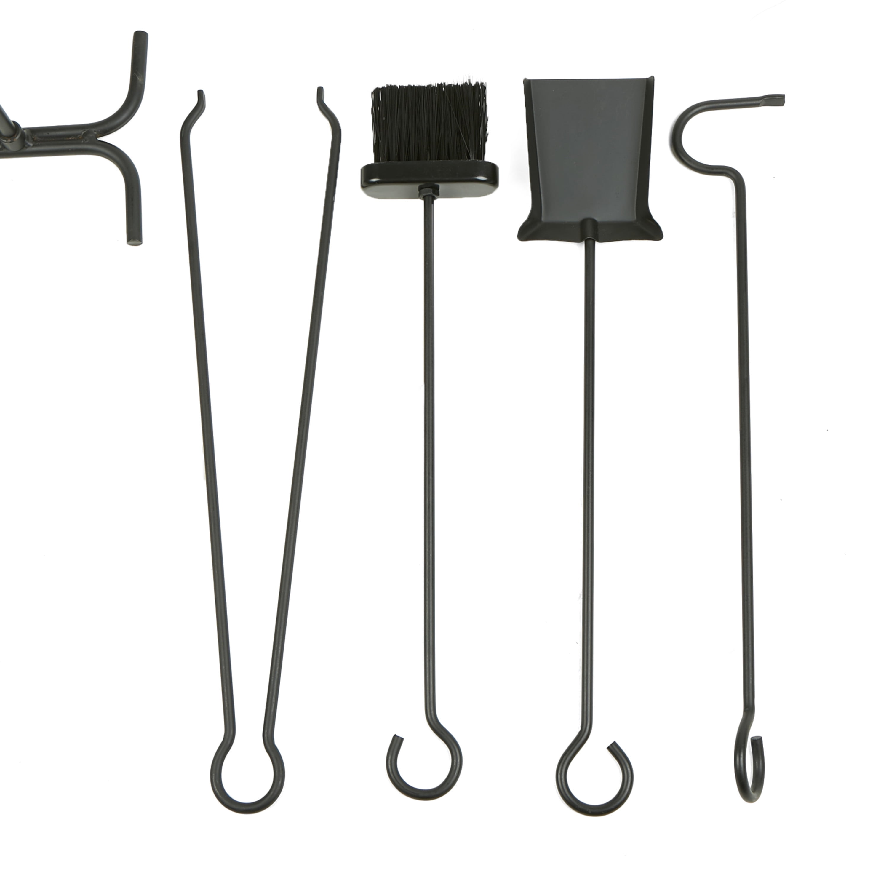 Mind Reader 4 Piece Stand Alone Fire Place Set, Steel Construction, Includes Stand, Brush, Poker, Shovel/Scooper, Tongs, Black