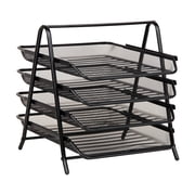 Mind Reader 4-Tier Paper Tray Organizer, Desktop File Sorter with Handle, Slide-Out Trays, Metal , Black