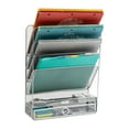 thumbnail image 1 of Mind Reader 4-Tier Vertical File Storage, Desktop Organizer, Wall Mount, Office, Metal Mesh, 12.5"L x 4"W x 16.5"H, Silver, 1 of 7
