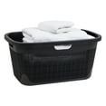 thumbnail image 1 of Mind Reader 40L Laundry Basket, Clothes Hamper, Linen Design, 23.25”L x 15.25”W x 11”H, Black, 1 of 7