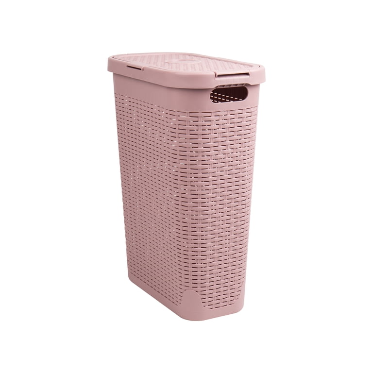 Mind Reader 40L Slim Laundry Hamper, Clothes Basket, Lid, Wicker