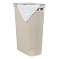thumbnail image 1 of Mind Reader 40L Slim Laundry Hamper, Clothes Basket, Plastic, Adult 18.5”L x 10.75”W x 23.5”H, Ivory, 1 of 8