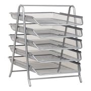 Mind Reader 5-Tier Paper Tray, Desktop Organizer, File Storage, Office, Metal Mesh, Silver