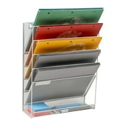 Mind Reader 5-Tier Vertical File Storage, Desktop Organizer, Wall Mount, 12.75L x 4W x 16H, White