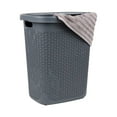 thumbnail image 1 of Mind Reader 50L Slim Laundry Hamper, Clothes Basket, Lid, Plastic, 17.65"L x 13.75"W x 21"H, Gray, 1 of 8