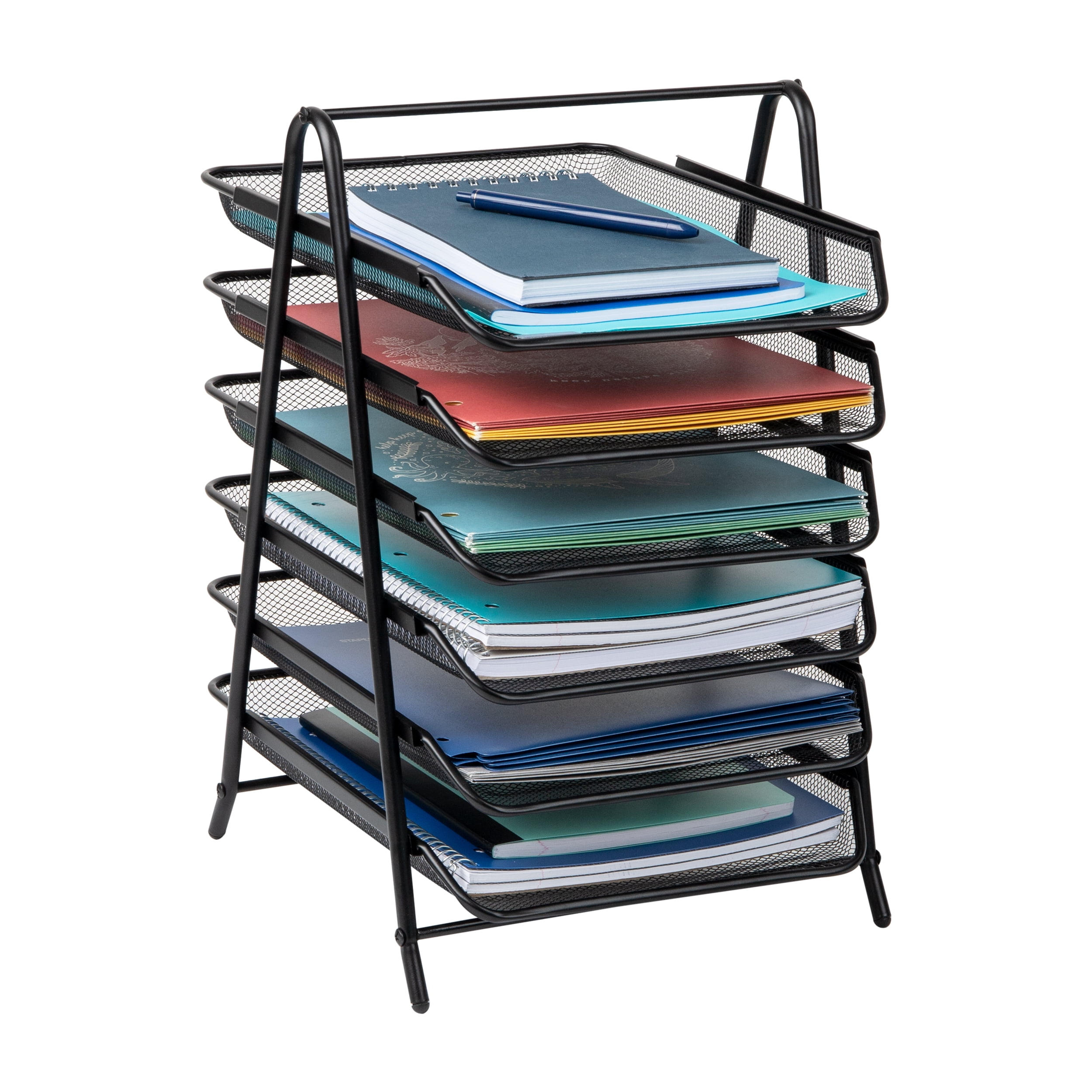 Black Metal Mesh 6-Tier Letter Tray Organizer