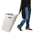 thumbnail image 1 of Mind Reader 60L Rolling Laundry Hamper, Clothes Basket, Wheels, Plastic, 29.25"H, Ivory, 1 of 10