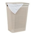 thumbnail image 1 of Mind Reader 60L Slim Laundry Hamper, Clothes Basket, Lid, Linen Design, Plastic, Ivory, 1 of 7
