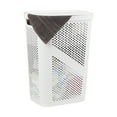 thumbnail image 1 of Mind Reader 60L Slim Laundry Hamper, Lid, Ventilated, Plastic, 17.25"L x 13.75"W x 23.5"H, White, 1 of 9