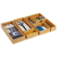 thumbnail image 1 of Mind Reader 7-Piece Bamboo Drawer Organizer Set, Kitchen, Office, Bathroom, Makeup & Utensil Trays, Rayon from Bamboo, Brown, 1 of 7