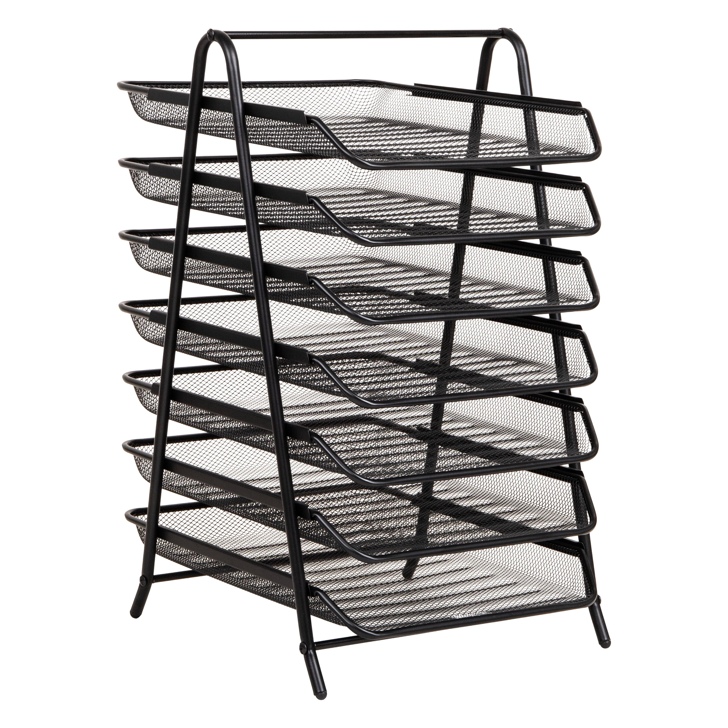Mind Reader 7-Tier Paper Tray, Desktop Organizer, File Storage, Office, Metal Mesh, Black