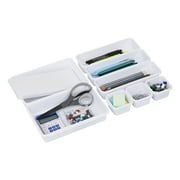 Mind Reader 8-Pc Drawer Organizer, Desk Organizer, Interlocking, Storage, Kitchen, White