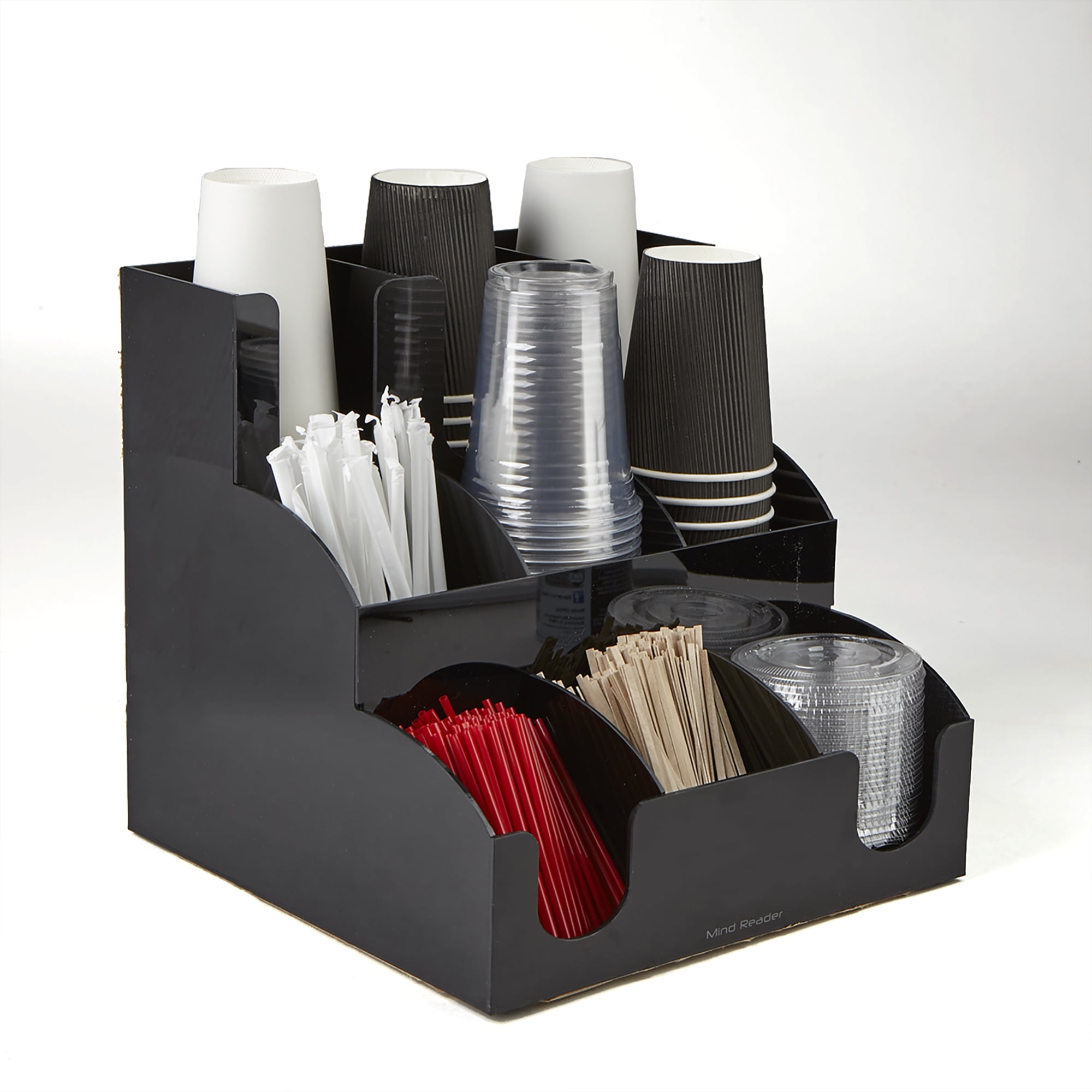 Mind Reader Black ABS Plastic Organizer Coffee Condiment and Accessories  Caddy