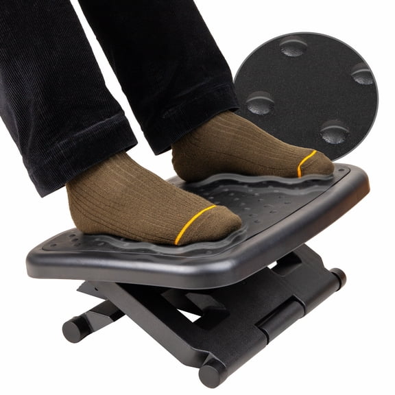 Mind Reader Adjustable Foot Rest with Elastomer Pad for Comfort and Support, Height Adjustable, Black
