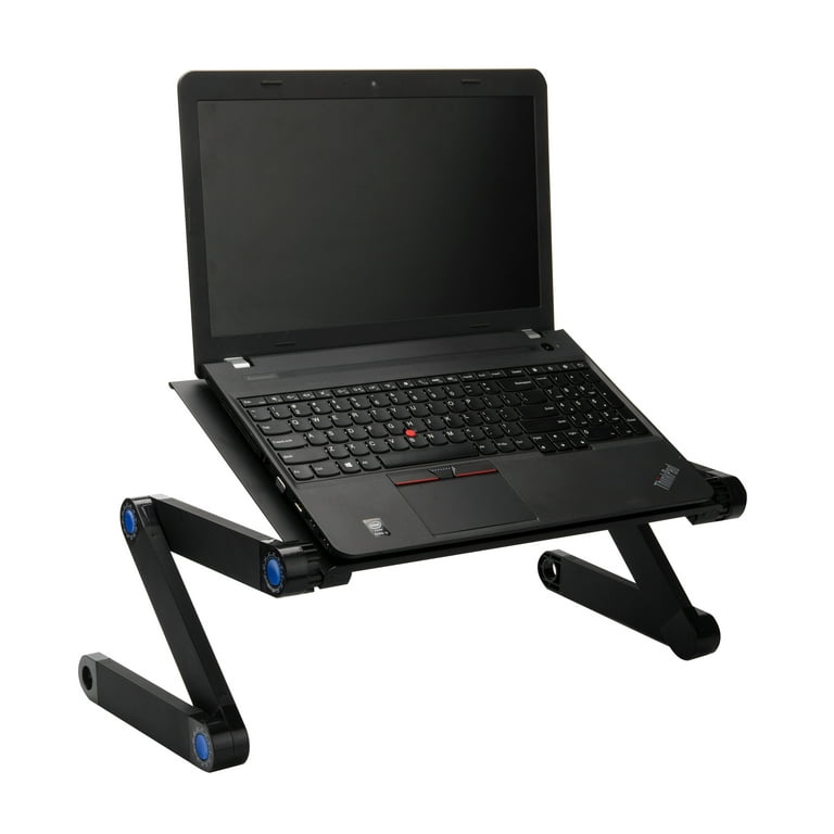 Mind Reader Adjustable Laptop Desk with Ventilated Table and Fan Black Walmart