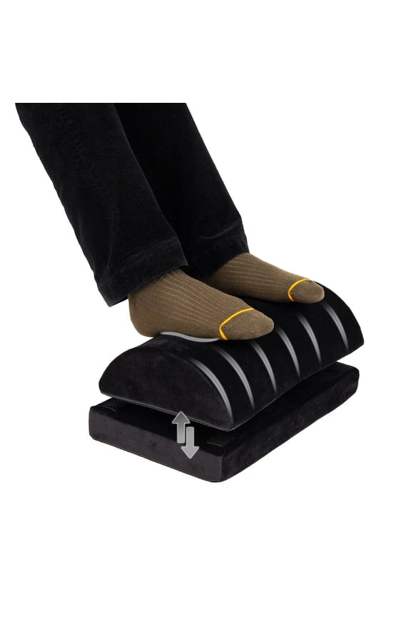 Air-Cloud Memory Foam Under Desk Footrest, Ergonomic Support for Back, Hip, Legs, Knees & Feet, Adjustable Height, Memory Foam, Black