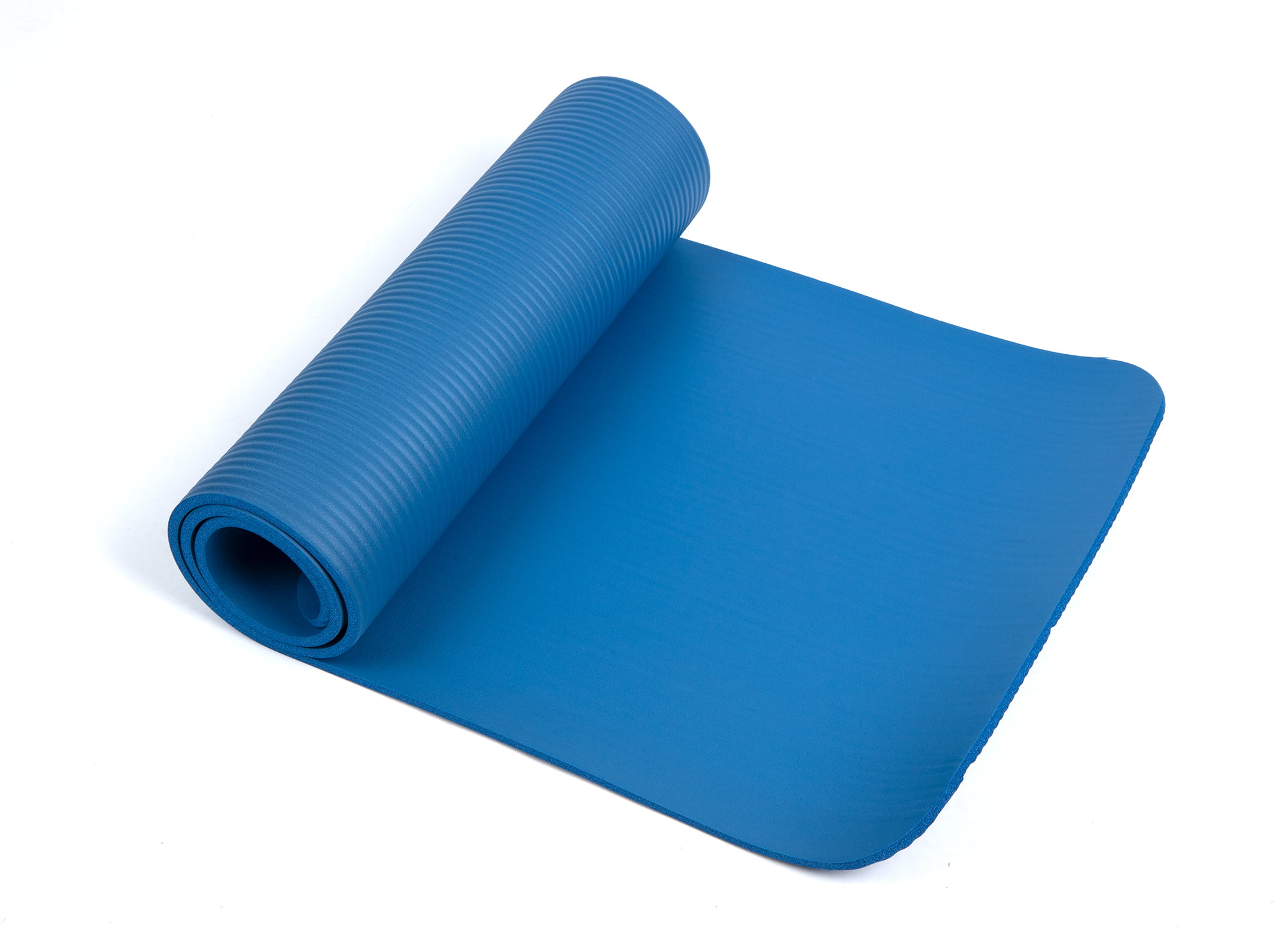 Mind Reader All Purpose 12mm Extra Thick Rubber Yoga Mat with Carrying  Strap, Blue