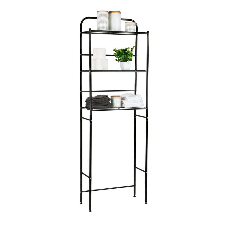 WPT Over-The-Toilet Storage, 3-Tier Bathroom Organizer with Shelves, Space  Saver Toilet Rack, Stainless Steel, Easy to Assembly, Black