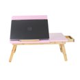 thumbnail image 1 of Mind Reader Bamboo Bed Tray, Adjustable Lap Desk Breakfast Table with Foldable Legs, Tilting Section for Laptop, Mouse Support, Pink, 1 of 7