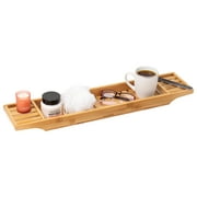 Mind Reader Bathtub Tray, Shower Organizer, Bathroom Accessory, Wood Tray, Rayon from Bamboo, Brown