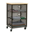 thumbnail image 1 of Mind Reader 3-Drawer Rolling Storage Cart, Office Organizer with Wood Top, Multipurpose Portable Cabinet with Wheels, Metal, Black, 1 of 8