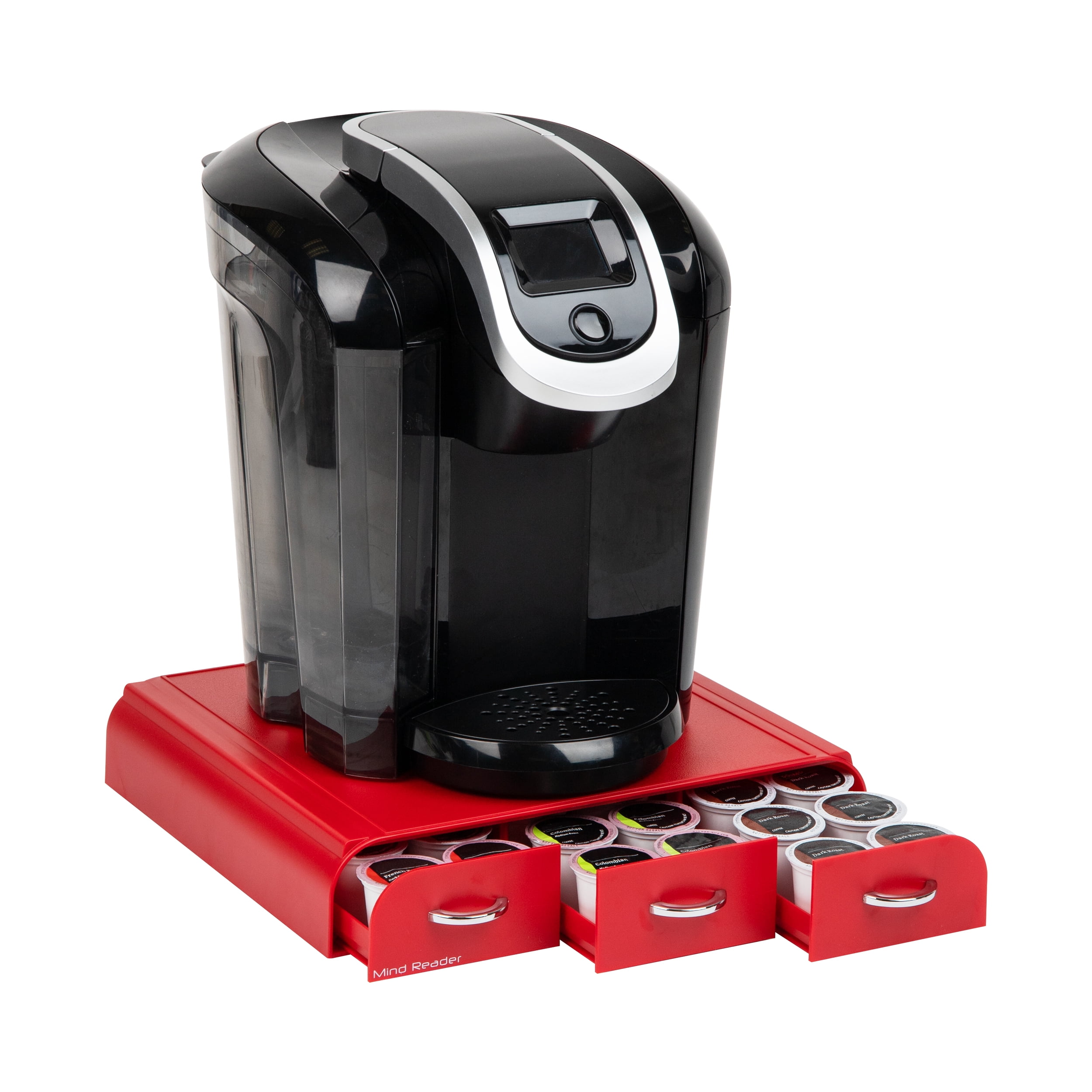 Red and Chrome High Impact Polystyrene Coffee Pod Drawer Organizer