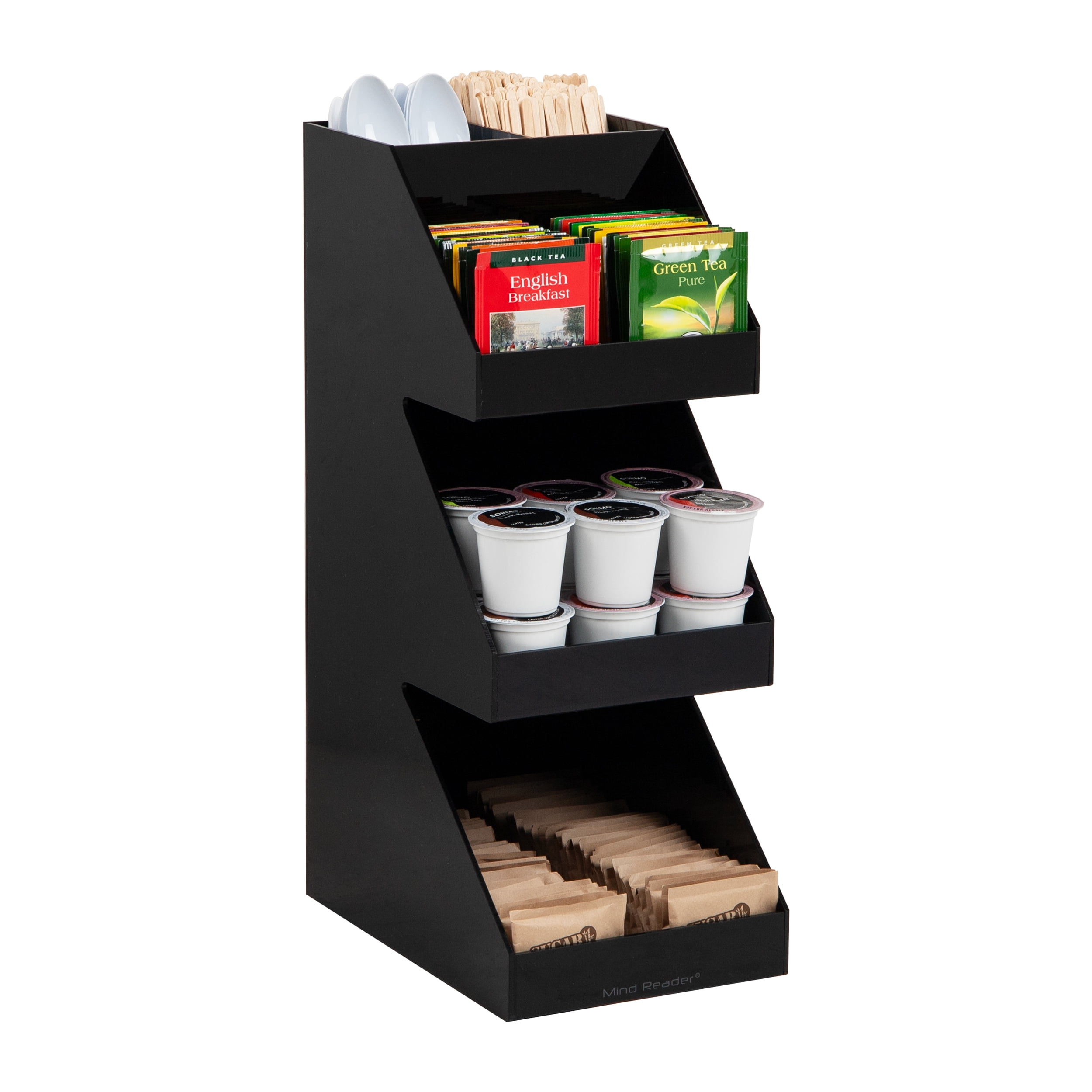 Black Acrylic 3-Tier Coffee and Tea Station Organizer