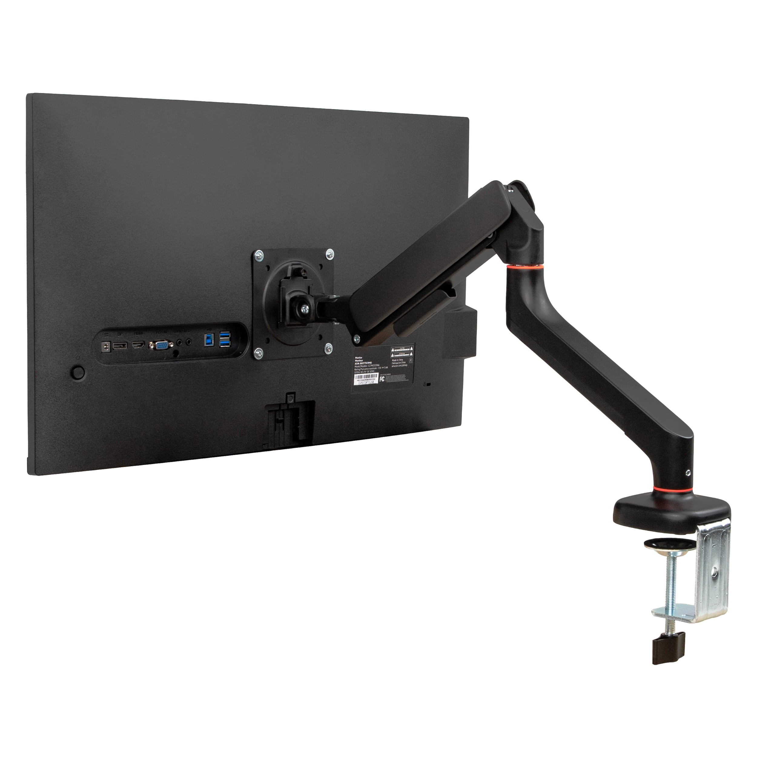 Mind Reader Counter-Balance Gas Spring Monitor Arm, 13"-32" Single Desk Mount, 180° Rotation, Tilt ±65°, Swivel ±180°, VESA 75x75/100x100, Black