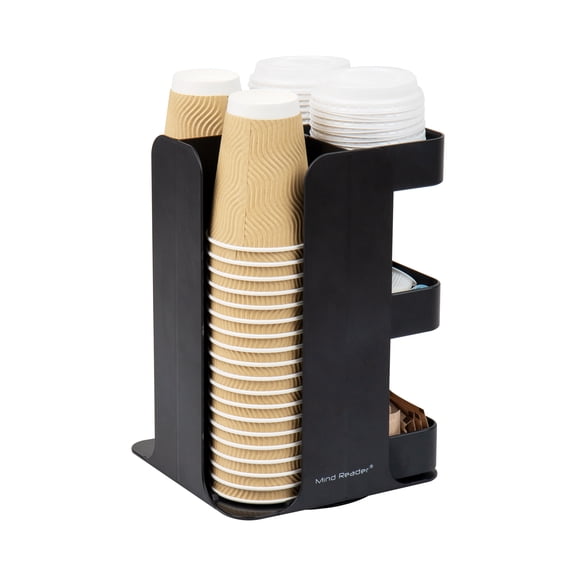 Mind Reader Cup Condiment Carousel, Countertop Organizer, Coffee Bar Accessories, Kitchen, Black