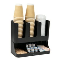 Mind Reader Cup and Condiment Station, Countertop Organizer, 13"L x 6.4"W x 11.5"H, Black