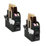 Mind Reader Cup and Condiment Station, Countertop Organizer, Coffee Bar, Plastic, 2-Pack, Black