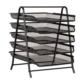 Mind Reader Desk Organizer with 5 Sliding Trays, Black