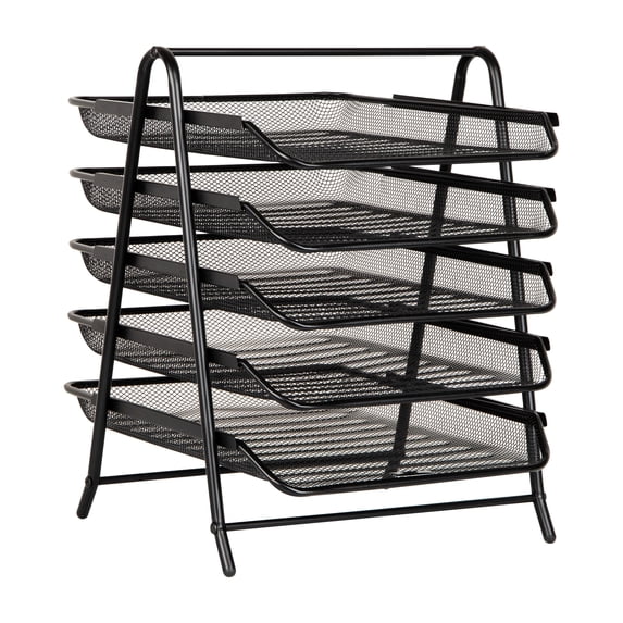 Mind Reader Desk Organizer with 5 Sliding Trays, Black