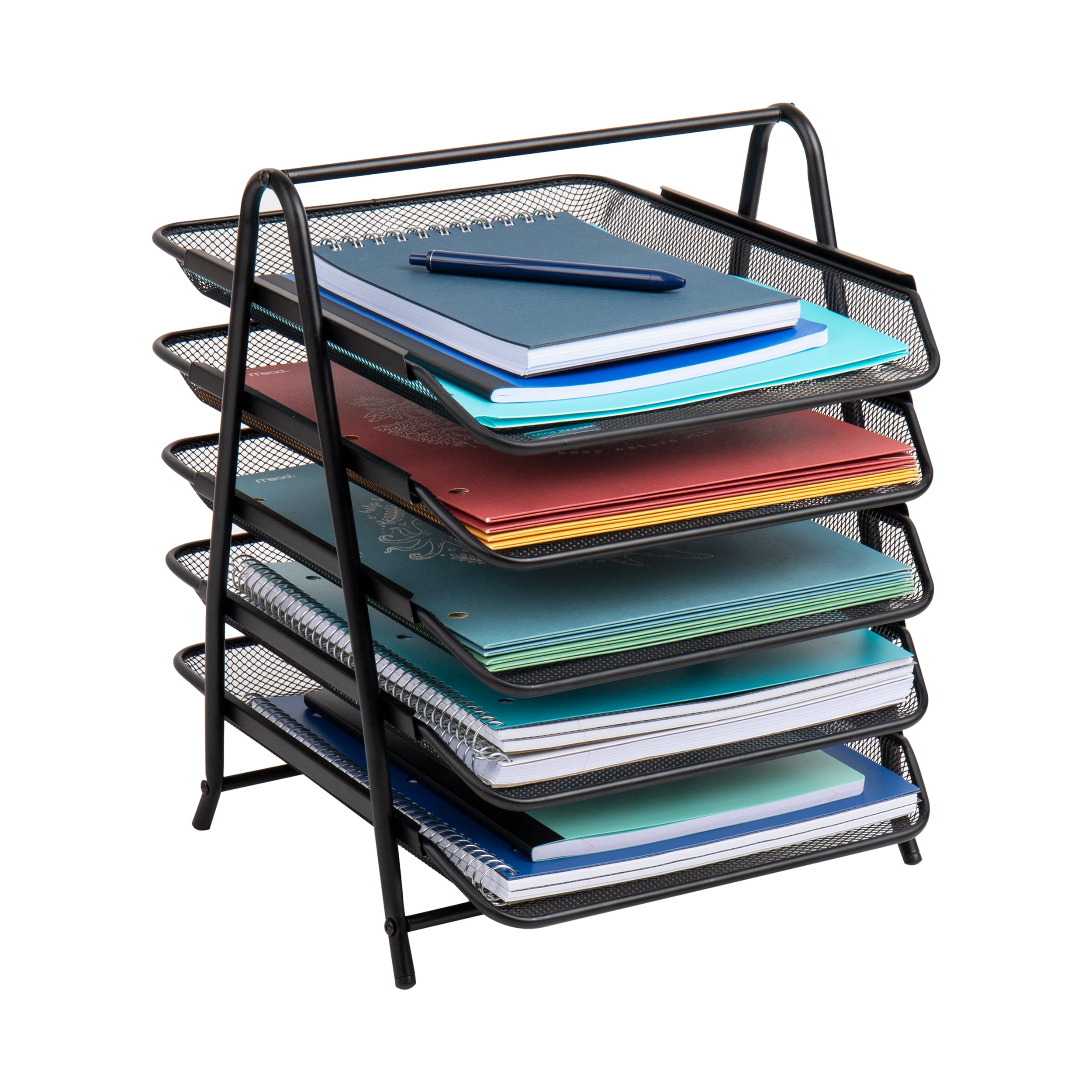  Bandeja organizadora de escritorio, bandeja de cartas en malla  de metal negro para organizar archivos, papeles, facturas, carpetas,  cartas, carpetas y más. Bandeja de papel de escritorio para el : Productos