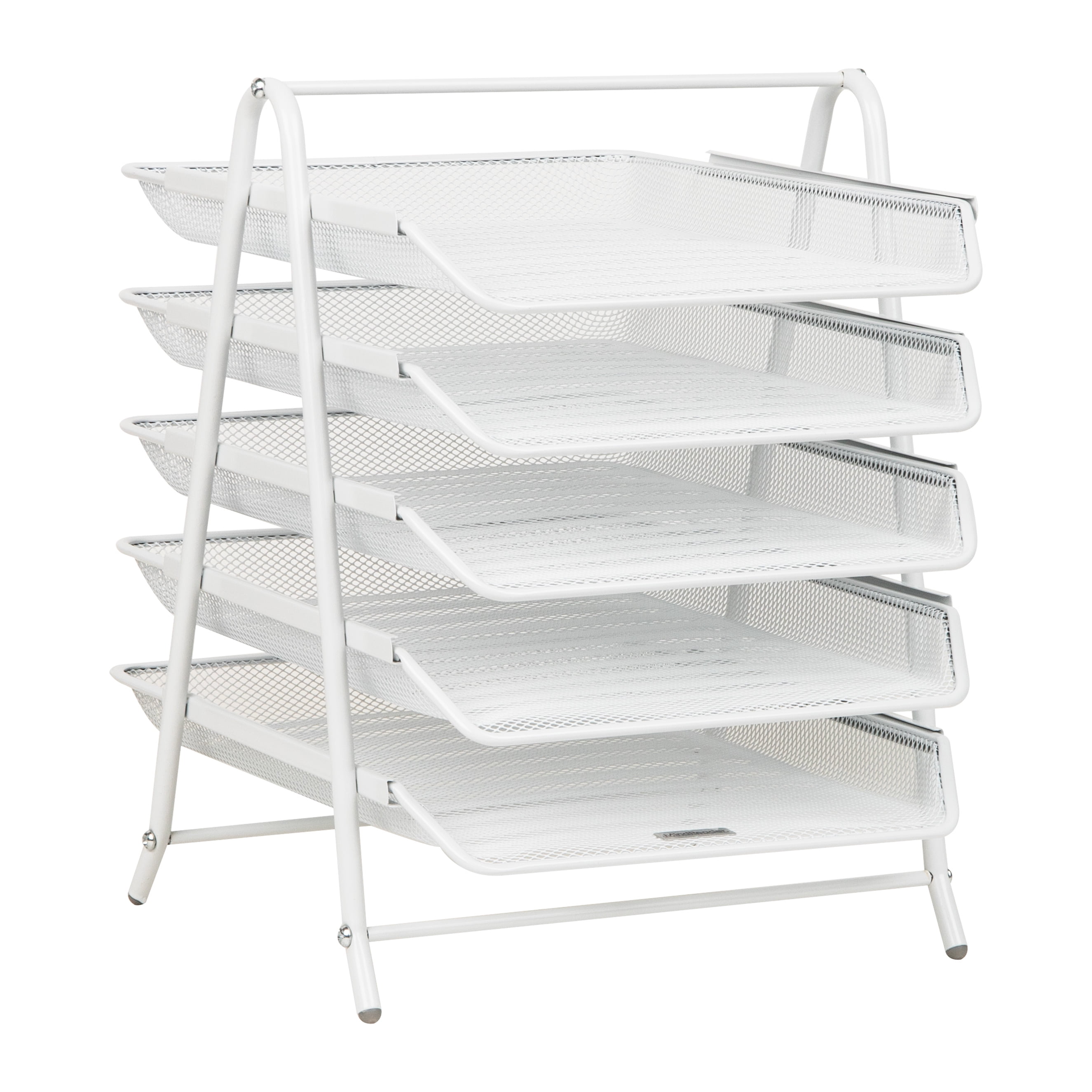 Mind Reader Multi-Tier Desk Organizer with 5 Sliding Trays, White
