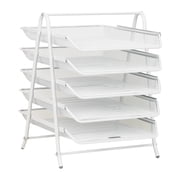 Mind Reader Multi-Tier Desk Organizer with 5 Sliding Trays, White