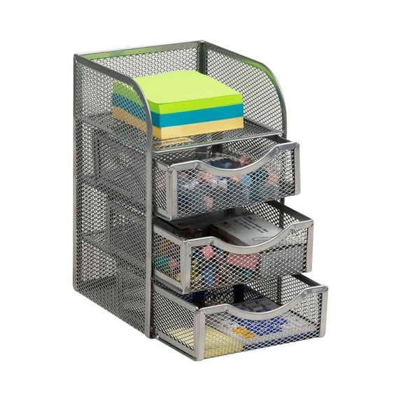 Mind Reader Desktop Accessory Storage, Paper Binder Clip Basket, Workspace, Metal, Silver