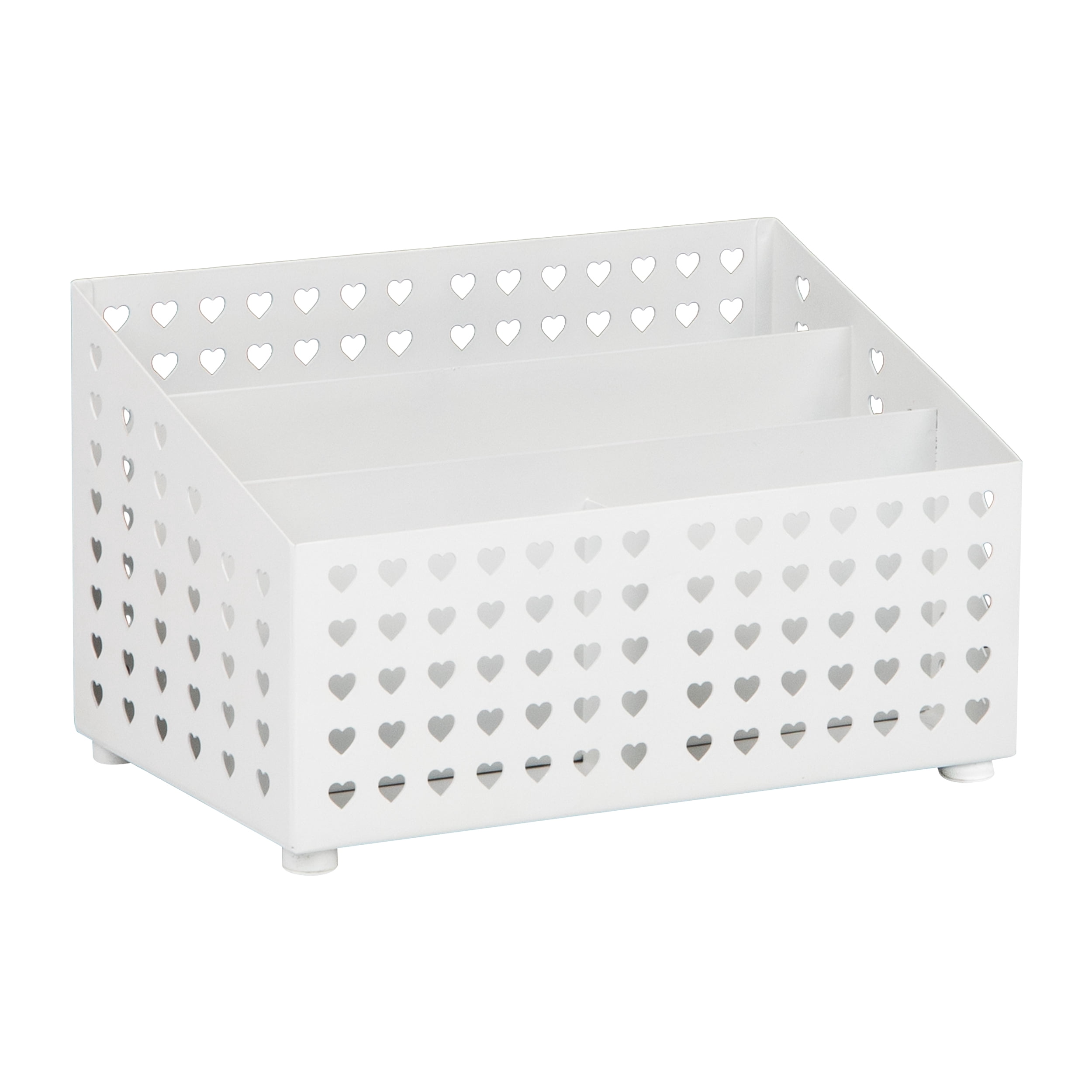 Mind Reader White Metal Desktop Organizer with Heart Design