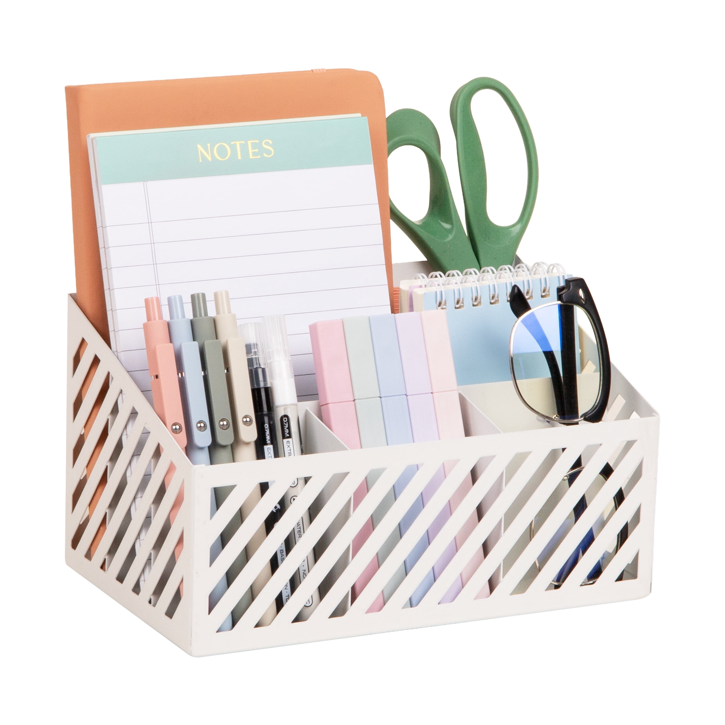 Mind Reader Desktop Organizer and Mail Sorter, Five Compartments, Office Supplies and Accessories, Metal, White