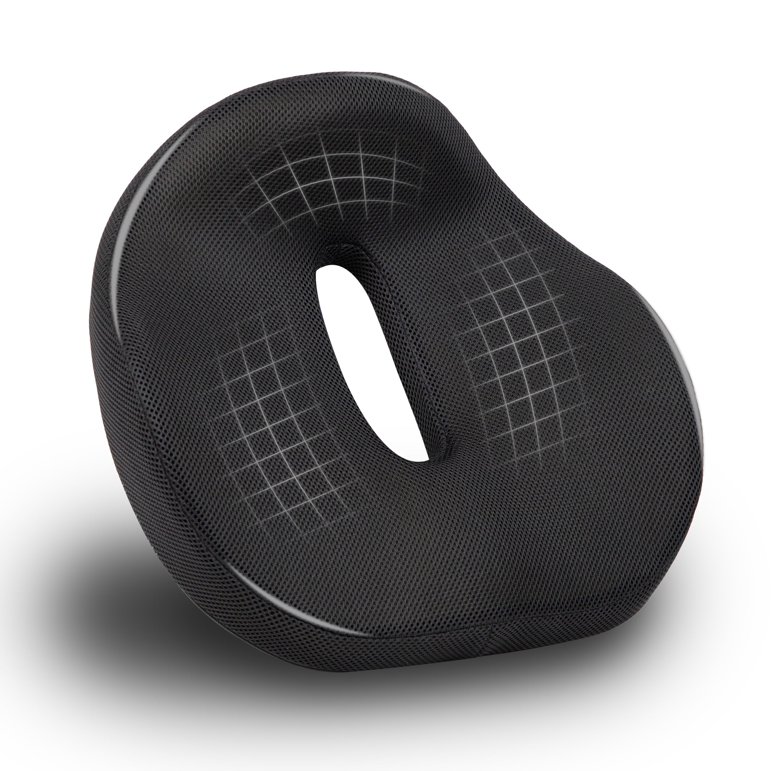 Mind Reader Donut Pillow with Air-Cloud Technology, Ergonomic Memory Foam Seat Cushion for Tailbone, Hemorrhoid, Pregnancy & Lower Back Pain Relief, Washable Cover, Black