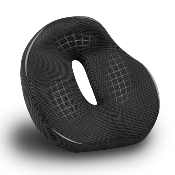 Mind Reader Donut Pillow with Air-Cloud Technology, Ergonomic Memory Foam Seat Cushion for Tailbone, Hemorrhoid, Pregnancy & Lower Back Pain Relief, Washable Cover, Black
