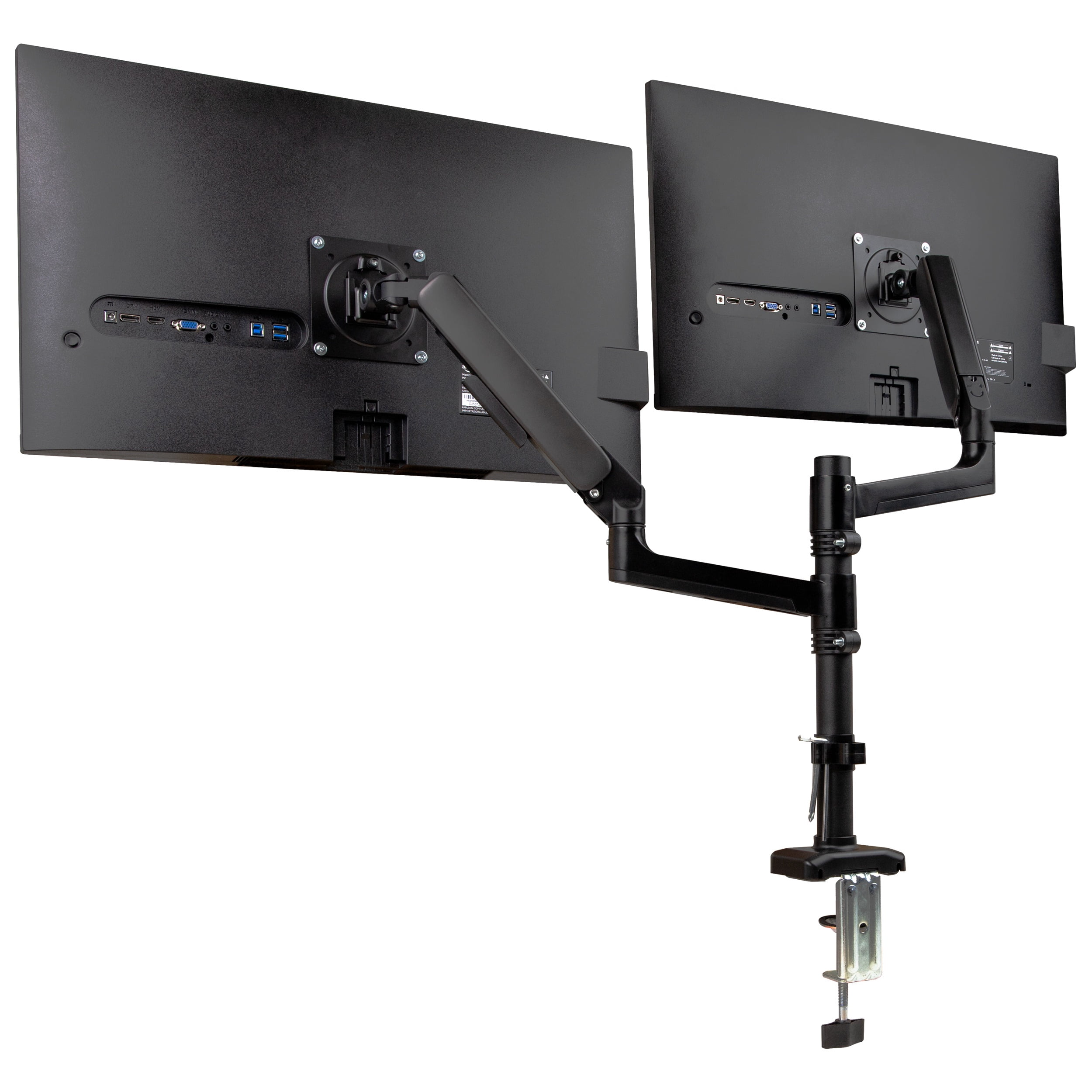 Mind Reader Dual Monitor Arm for 13–32 Inch Screens, Gas Spring VESA Desk Mount, ±180° Rotation, ±65° Tilt, ±180° Swivel, Holds up to 19.8 lbs Each, Black