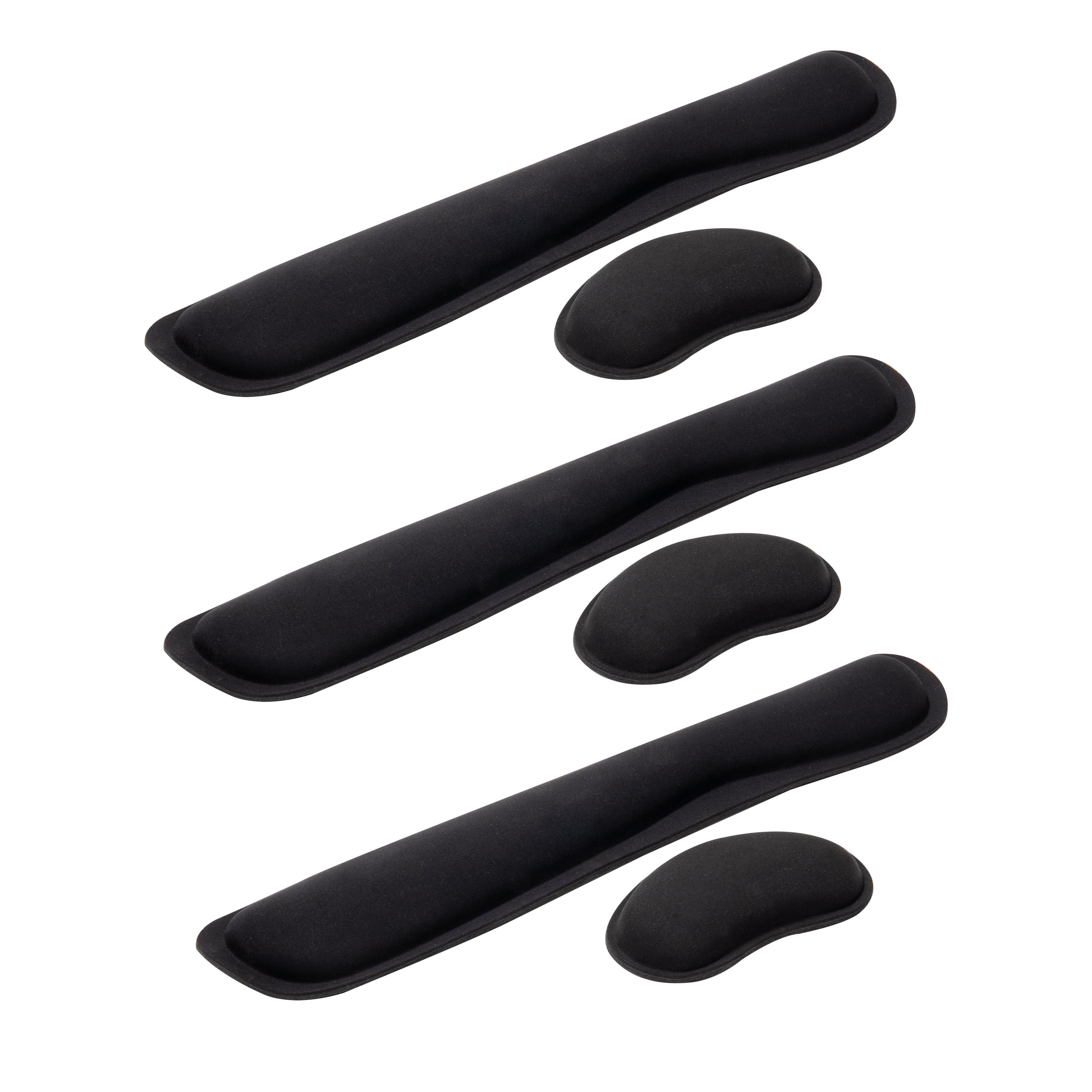 Mind Reader Ergonomic Keyboard and Mouse Wrist Rest Sets, Foam, 16.75 L x 3 W x 0.75 H, 6 Pcs, Black