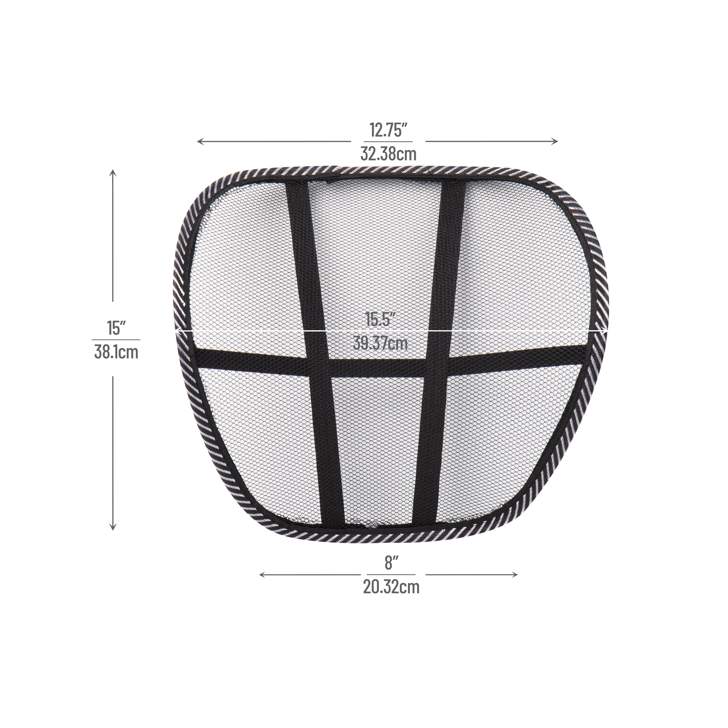 Mind Reader Ergonomic Lower Back Support, Office Chair Cushion, Mesh, Height 4", Set of 4, Black