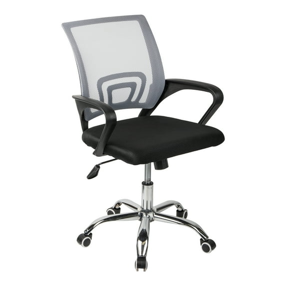 Mind Reader Ergonomic Rolling Office Chair, Breathable Mesh, Adjustable Lumbar Support, Drafting, Computer, Home or Office, Silver